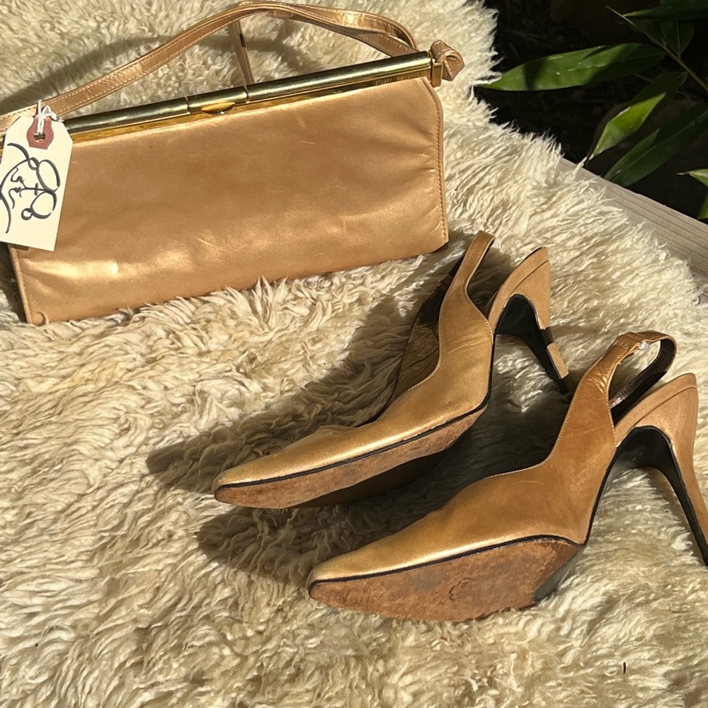 Stuart Weitzman Matching Embossed Leather Purse and Heels